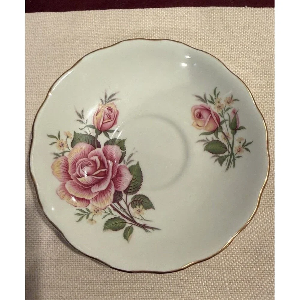 Vintage Colclough Fine Bone China Tea Cup and Saucer Pink Rose Floral Pattern